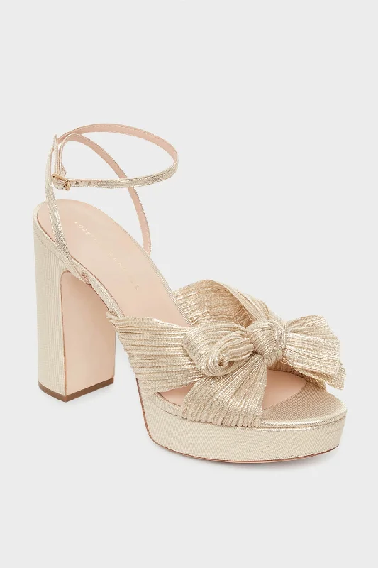 Trendy And Breathable Shoes Platinum Lame Natalia Heels