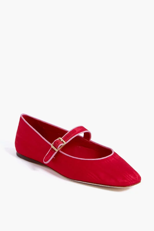 Comfortable Stylish Shoes Red Moire Ginger Mary Jane Flat