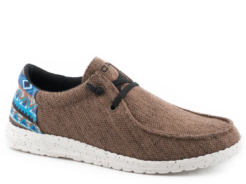Women's Designer Boots Roper Boys Kids Brown Fabric Hang Loose Aztec Loafer Shoes