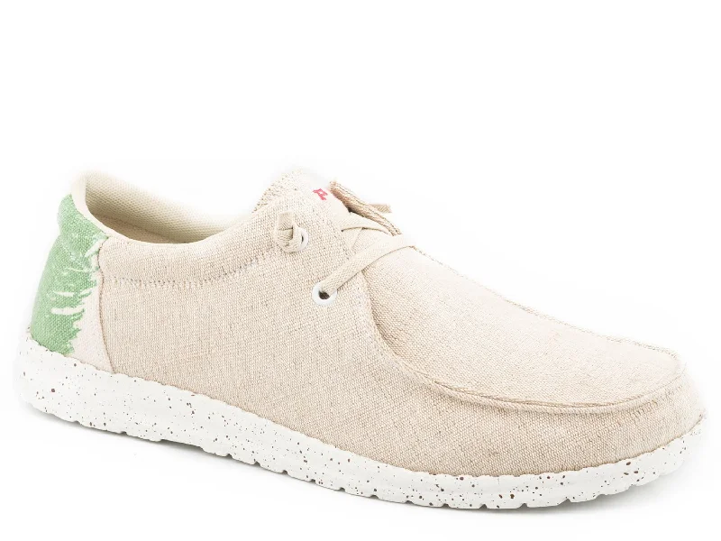 Women's Fashion-Forward Flats Roper Mens Beige Fabric Hang Loose Mexican Flag Loafer Shoes
