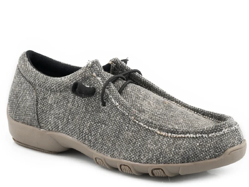Soft Sole Casual Shoes Roper Mens Black Fabric Chillin Loafer Shoes