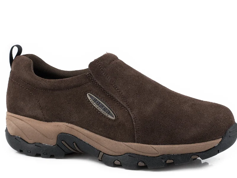 Women's Dress Shoes Roper Mens Brown Leather Air Light Slip-On Shoes