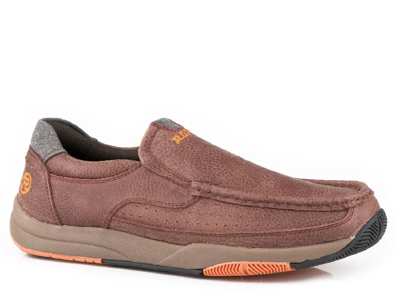 Women's Durable Footwear Roper Mens Brown Leather Ulysses Tumbled Loafer Shoes