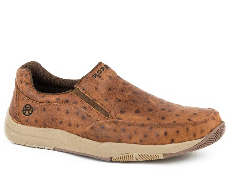 Travel-Friendly Footwear Promotion Roper Mens Cognac Leather Ulysses Ostrich Loafer Shoes Travel-Friendly Footwear Promotion Roper Mens Cognac Leather Ulysses Ostrich Loafer Shoes