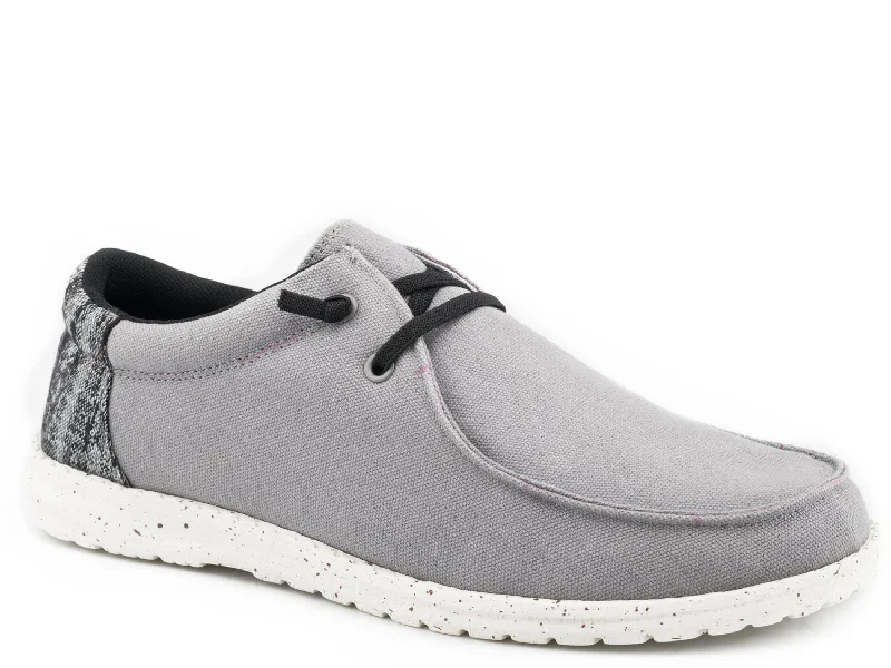 Minimalist Casual Shoes Roper Mens Grey Fabric Hang Loose Canvas Loafer Shoes