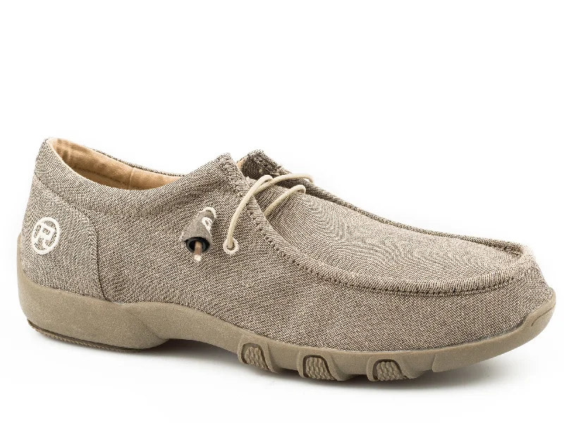 Women's Soft Sole Shoes Roper Mens Tan Fabric Chillin Loafer Shoes