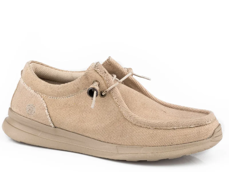 Women's Adventure-Ready Shoes Roper Mens Tan Fabric Chillin Low Slip-On Shoes