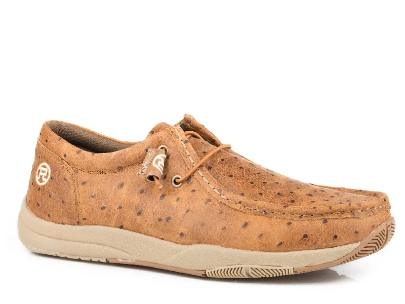 Everyday Shoes Promotion Roper Mens Tan Leather Clearcut Low Ostrich Loafer Shoes