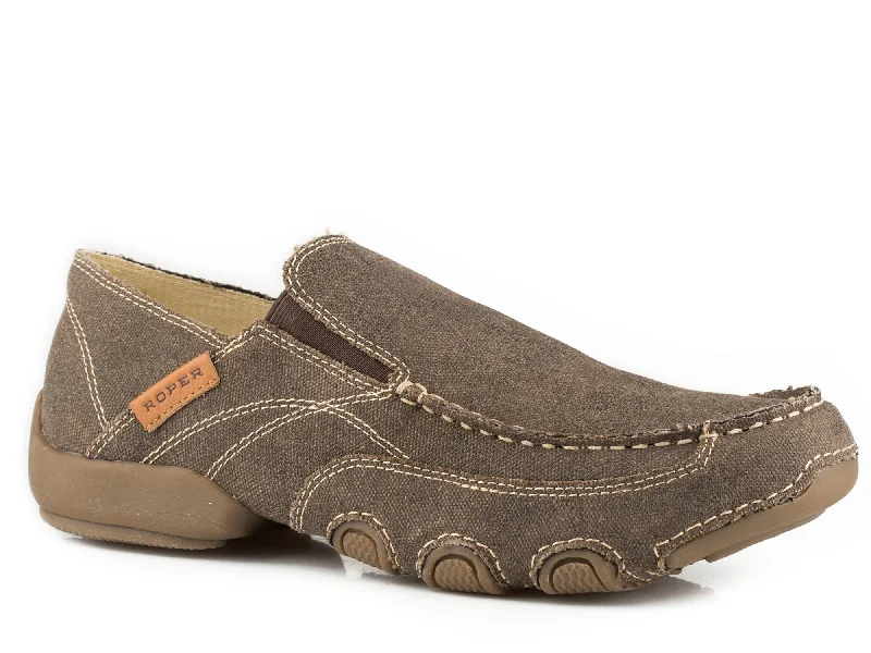 Adventure-Ready Footwear Sale Roper SlipOn Mens Brown Canvas Vintage Dougie Shoes