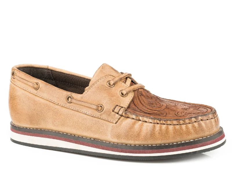 Women's Flats Sale Roper Tooled Womens Tan Leather Filly Loafer Shoes