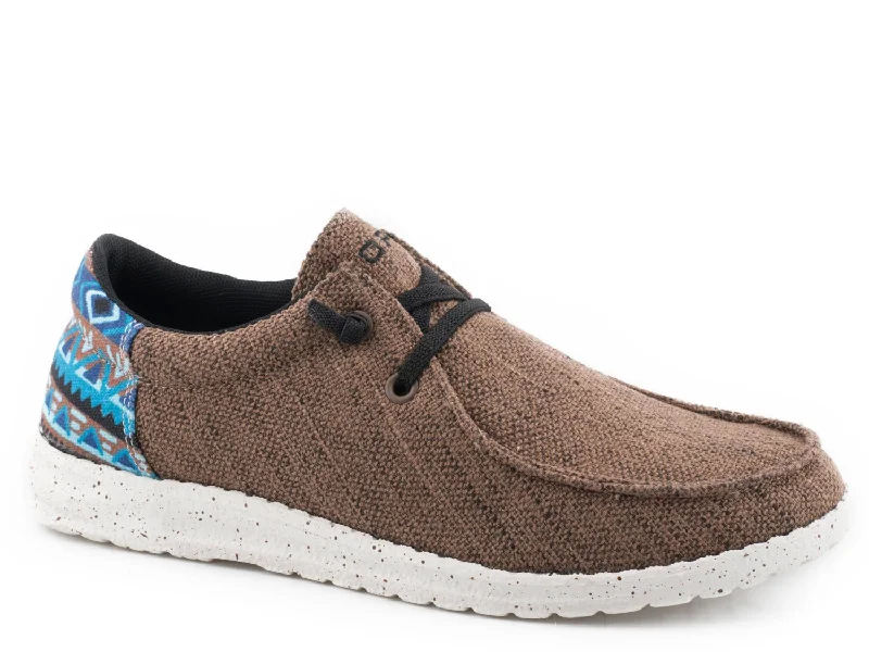 Casual Women's Flats Roper Womens Brown Fabric Hang Loose Blue Aztec Loafer Shoes