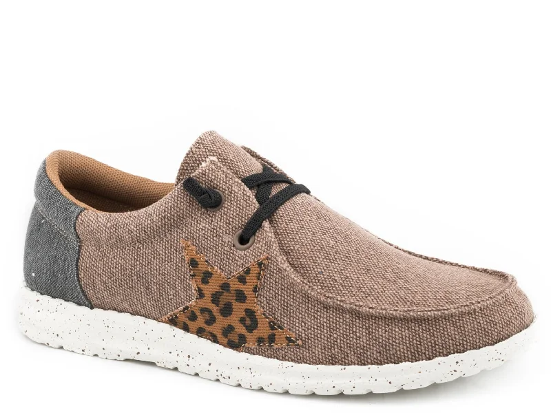 Everyday Fashion Shoes Roper Womens Brown Fabric Hang Loose Leopard Star Loafer Shoes