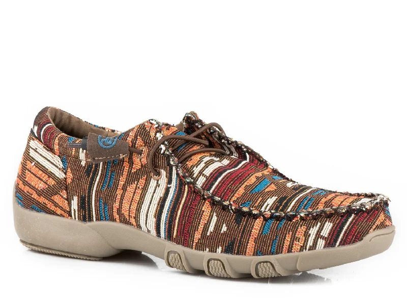 Luxury Women's Shoes Roper Womens Multi Brown Fabric Chillin Aztec Loafer Shoes