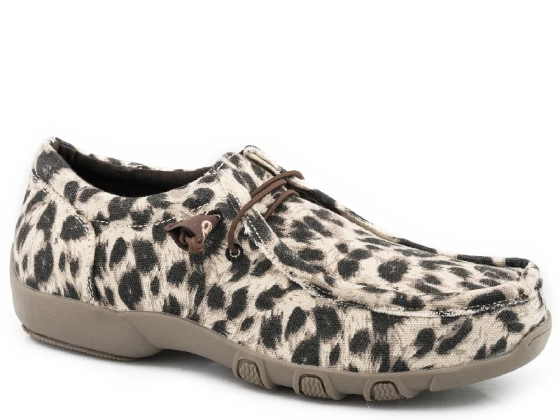 Women's Versatile Shoes Roper Womens Tan Leopard Fabric Chillin Loafer Shoes