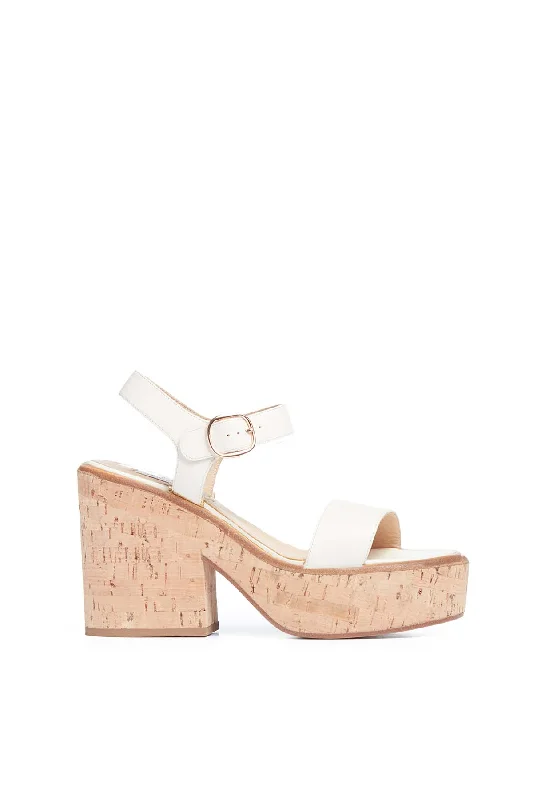 Fashionista Sale Sardis Platform Sandal in Cream Nappa Leather