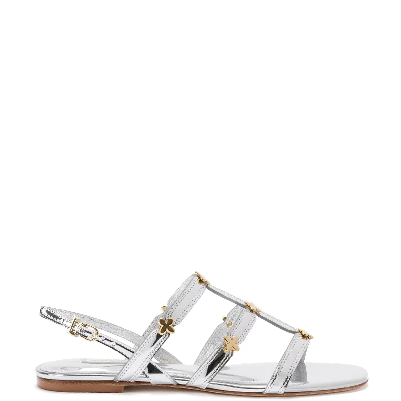 Women's Trendy Boots Harmony Flat Sandal In Silver Specchio