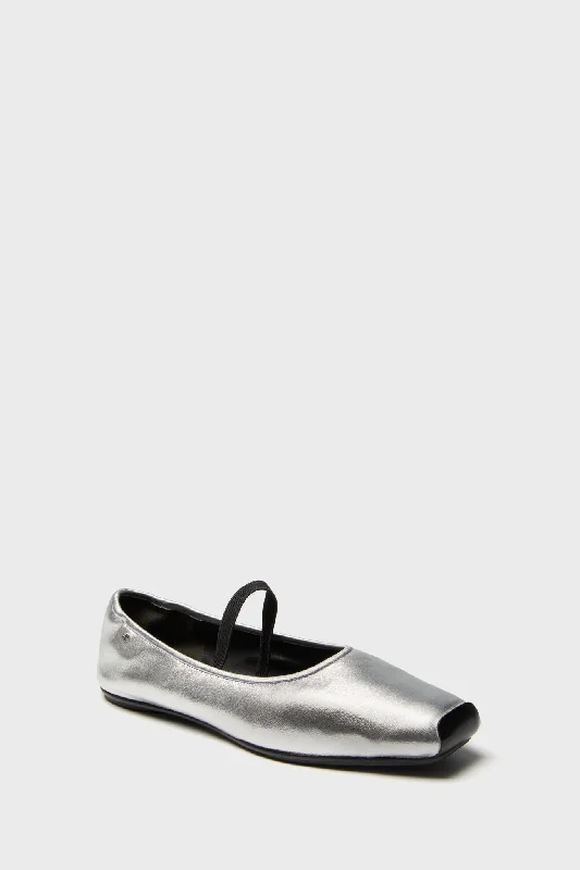Modern Flat Shoes Offers Silver Mary Jane Ballet