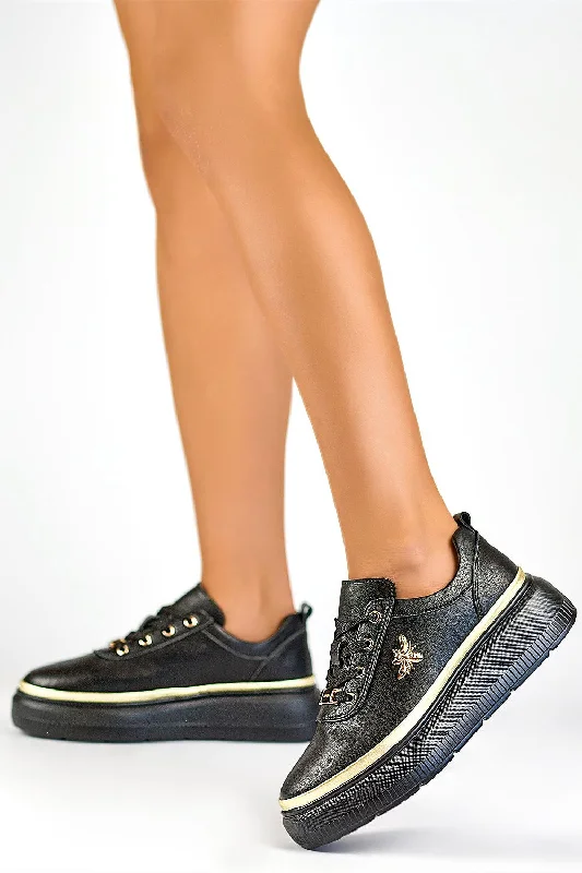 Top Deals PRIMO Busy Bee Leather Sneakers In Black