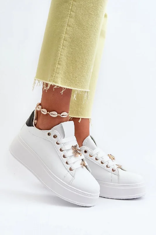 Shop The Hottest Deals Step In Style Bear Charm Platform Women’s Sneakers In White