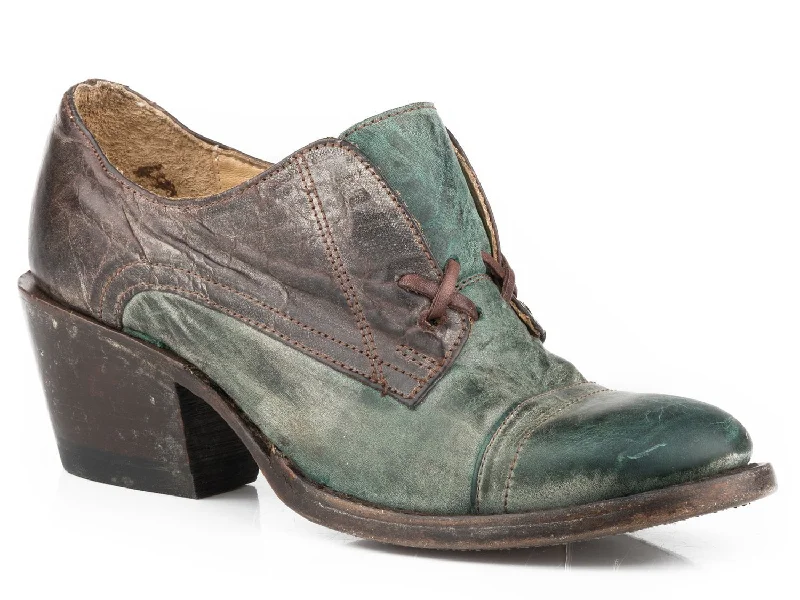 Women's Non-Slip Flats Stetson Womens Brown/Turquoise Leather Oakley Loafer Shoes