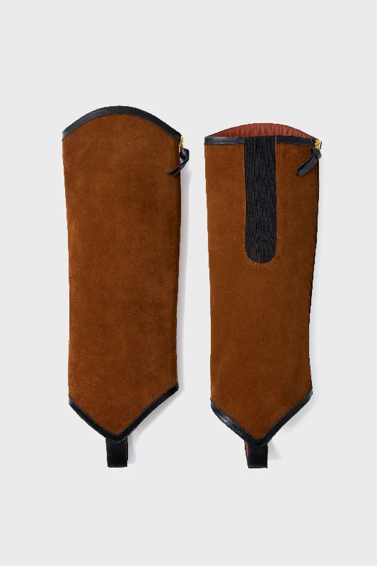 Fashion-Forward Women's Shoes Tan Crosta Leather & Black Calf Leather Long Gaiter