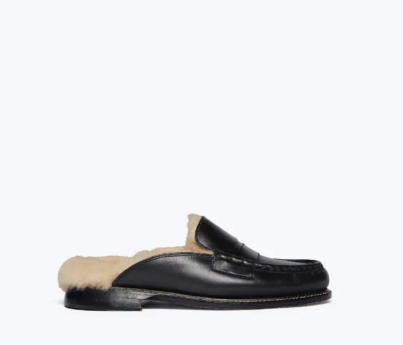 Holiday Glam TEMI SHEARLING PENNY LOAFER MULE
