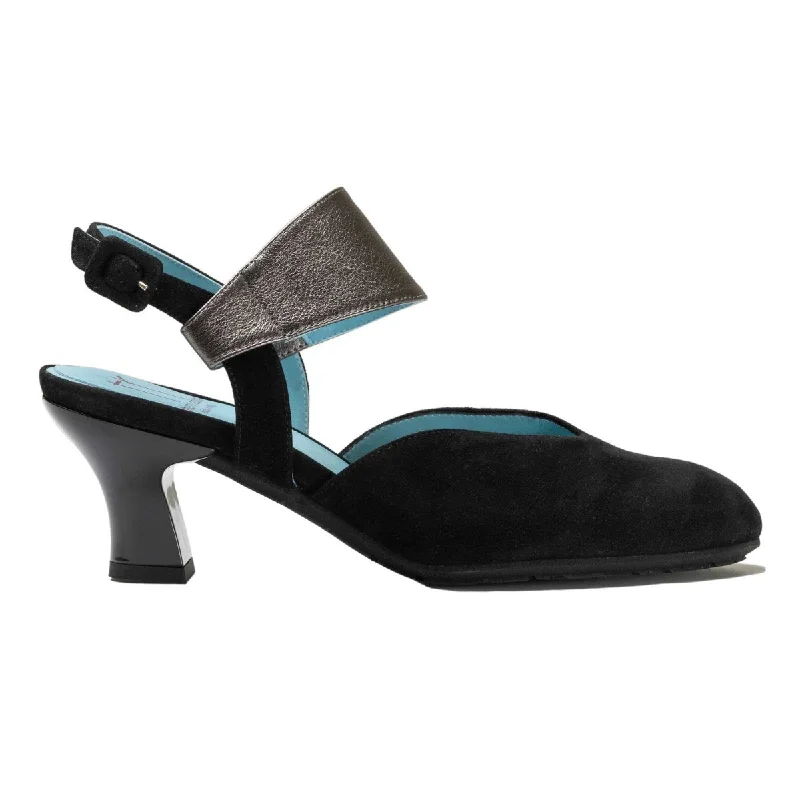 Stylish All-Day Wear Shoes Thierry Rabotin Women's Draven Black Suede Metalic Halter