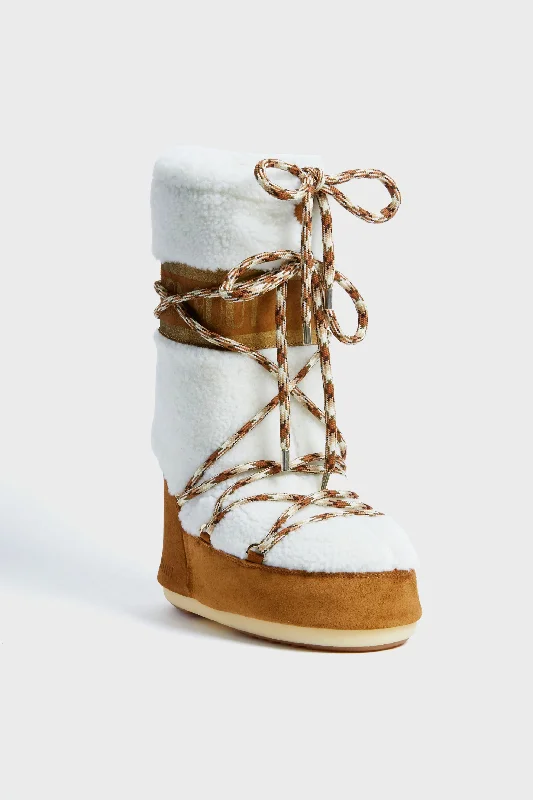 Women's Sleek Dress Shoes Whisky Off White Icon Shearling Boots