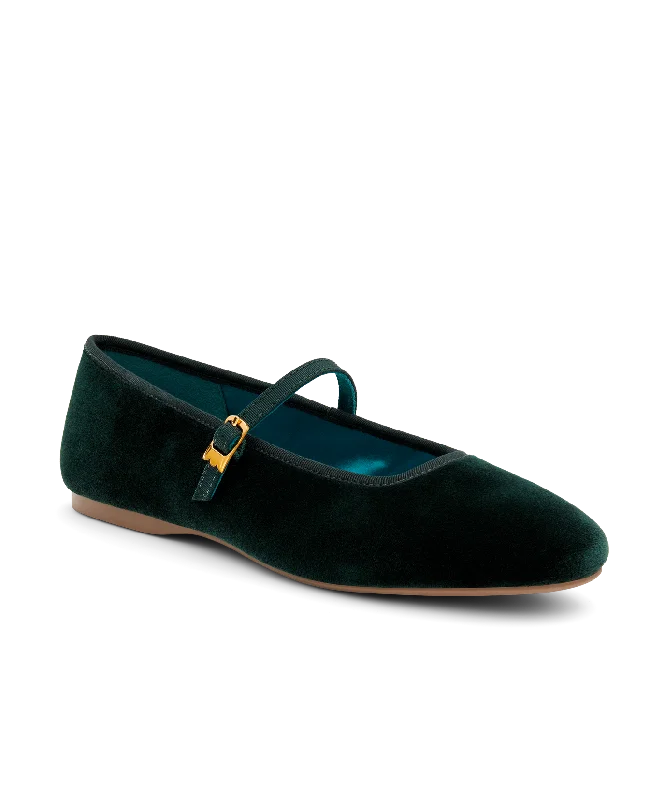 Contemporary Casual Deals The Hummingbird - Mary Jane Dark Green Velvet