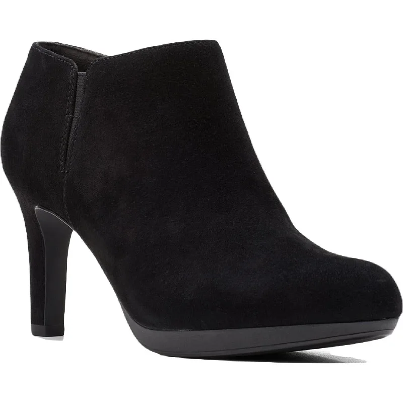 Comfortable Slip-Resistant Shoes Clarks Womens Adriel Lily Faux Suede Covered Heel Booties Comfortable Slip-Resistant Shoes Clarks Womens Adriel Lily Faux Suede Covered Heel Booties