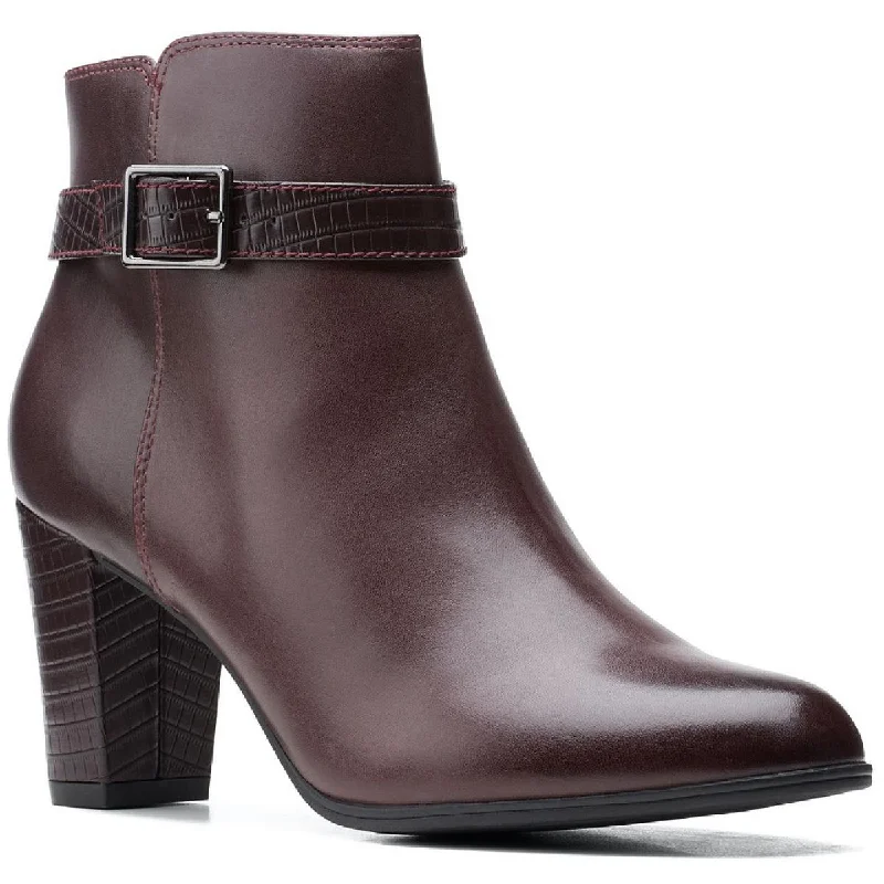 Sleek Versatile Footwear Clarks Womens Alayna Juno Leather Zipper Ankle Boots
