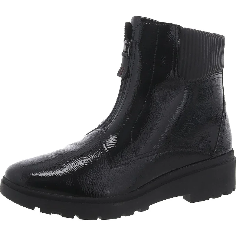 Premium Boots Discounts Clarks Womens Calla Zip Patent Block Heel Chelsea Boots