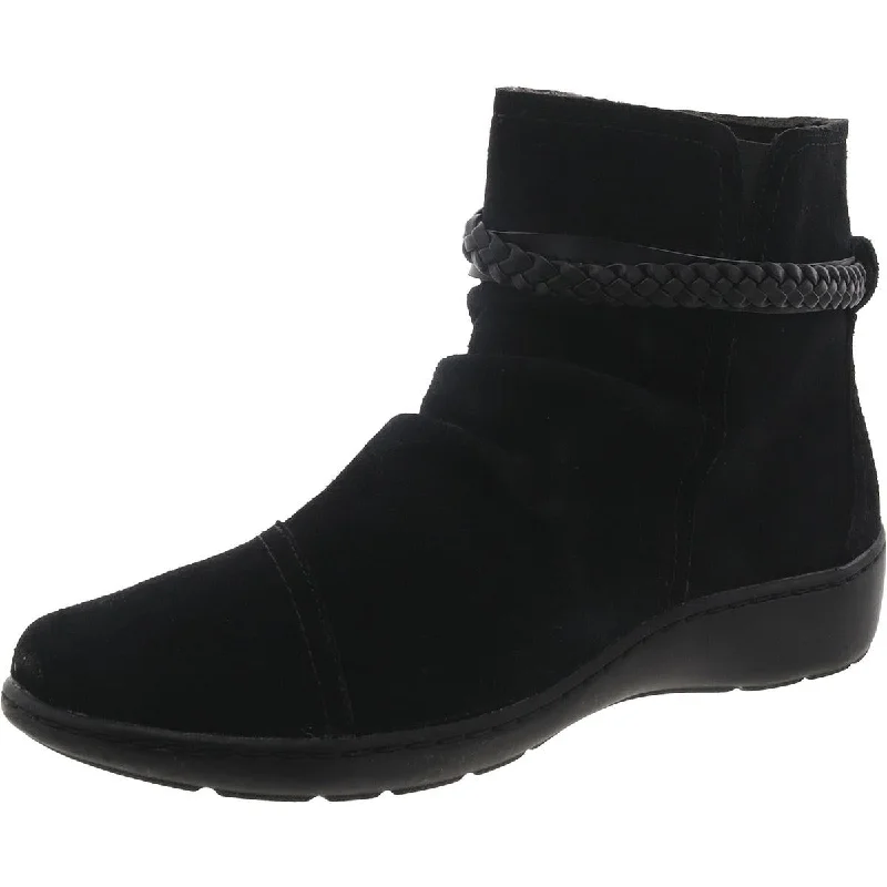 Stylish Walking Shoes Clarks Womens CORA BRAIDBOOT Suede Comfy Ankle Boots