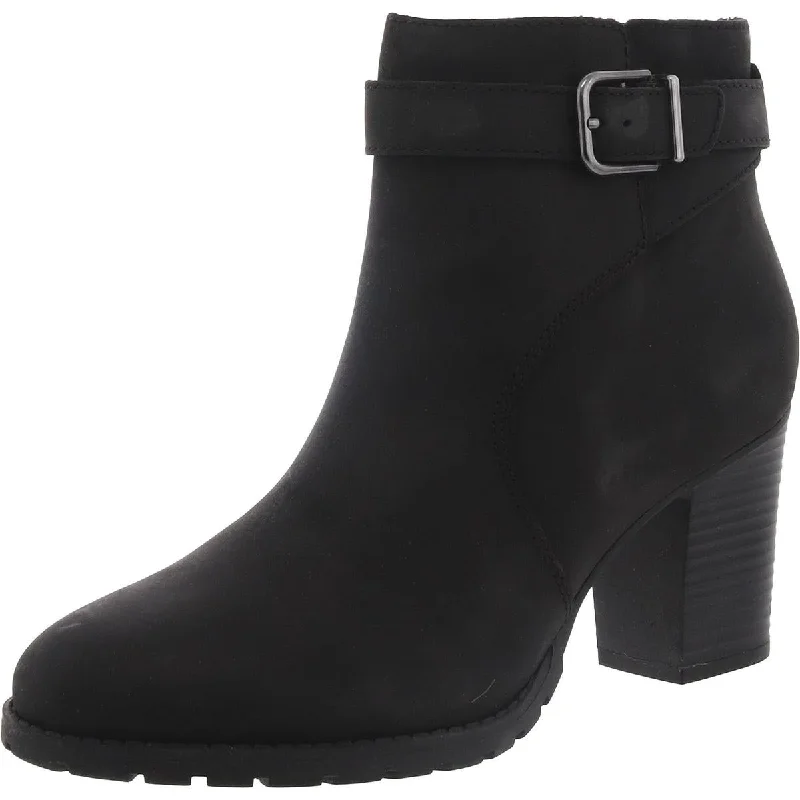 Special Offer Clarks Womens HALDON STRAP Leather Block heel Ankle Boots
