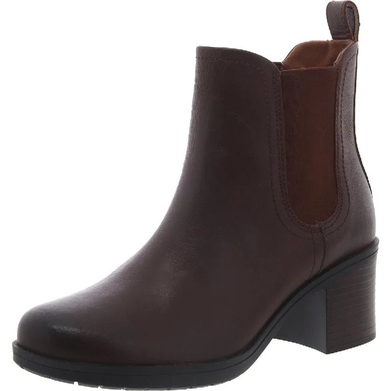 Boutique Styles Clarks Womens Hollis Sun Leather Block Heel Ankle Boots
