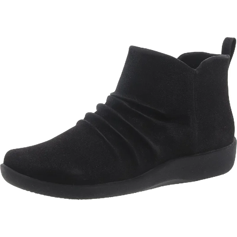 Comfortable Dressy Flats Offers Cloudsteppers by Clarks Womens Sillian Gemma Faux Suede Zip Up Ankle Boots