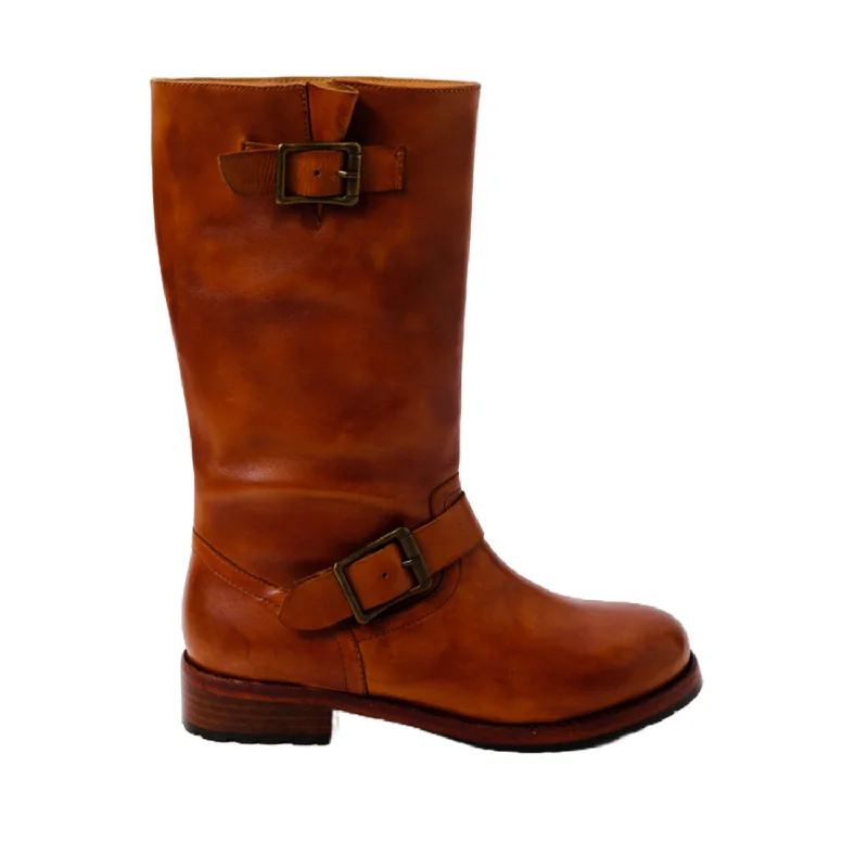 Comfortable Flats Free People Women's Ride or Die Engineer Boot in Burnt Caramel