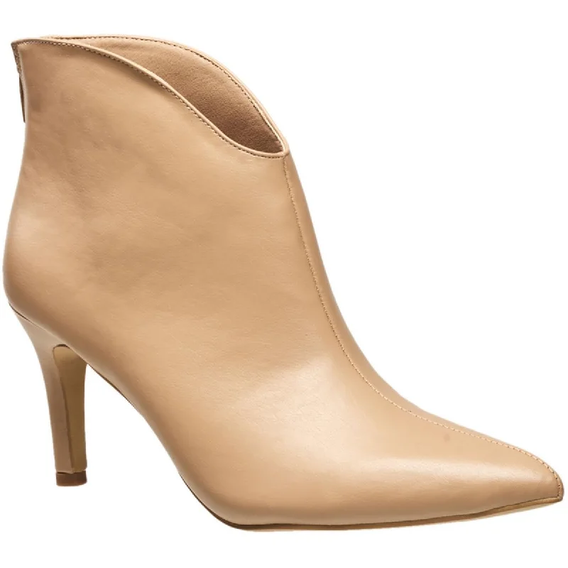 Comfortable Flat Feet Shoes H Halston Womens AMELIA Faux Leather Pointed toe Ankle Boots