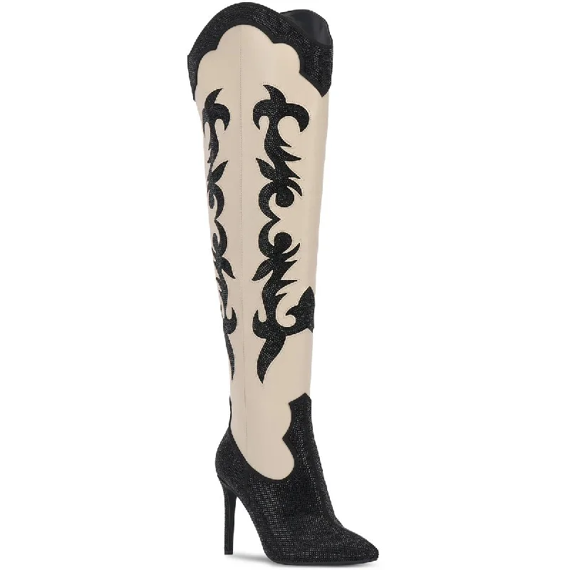 Fashion Forward INC Womens Iresa Faux Leather Rhinestone Cowboy, Western Boots