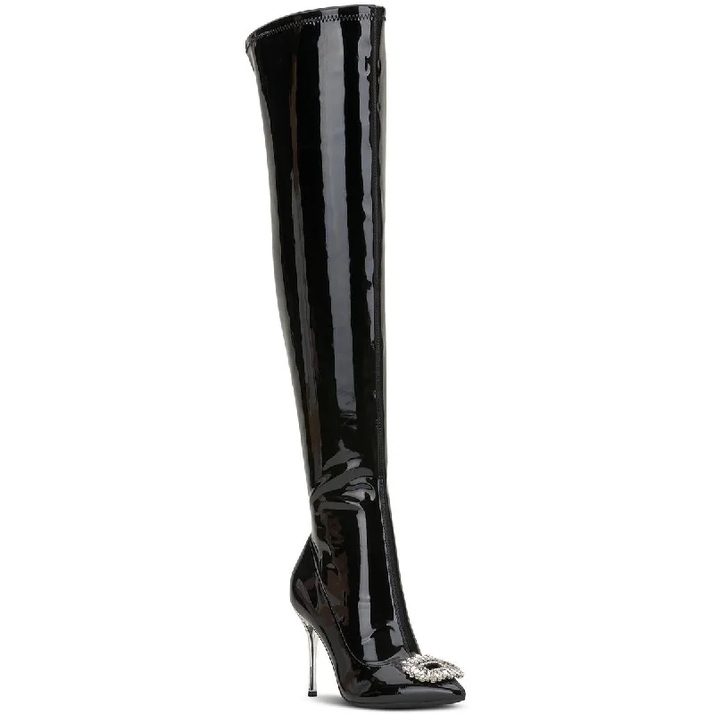 New In This Season INC Womens Romina Patent Metallic Thigh-High Boots