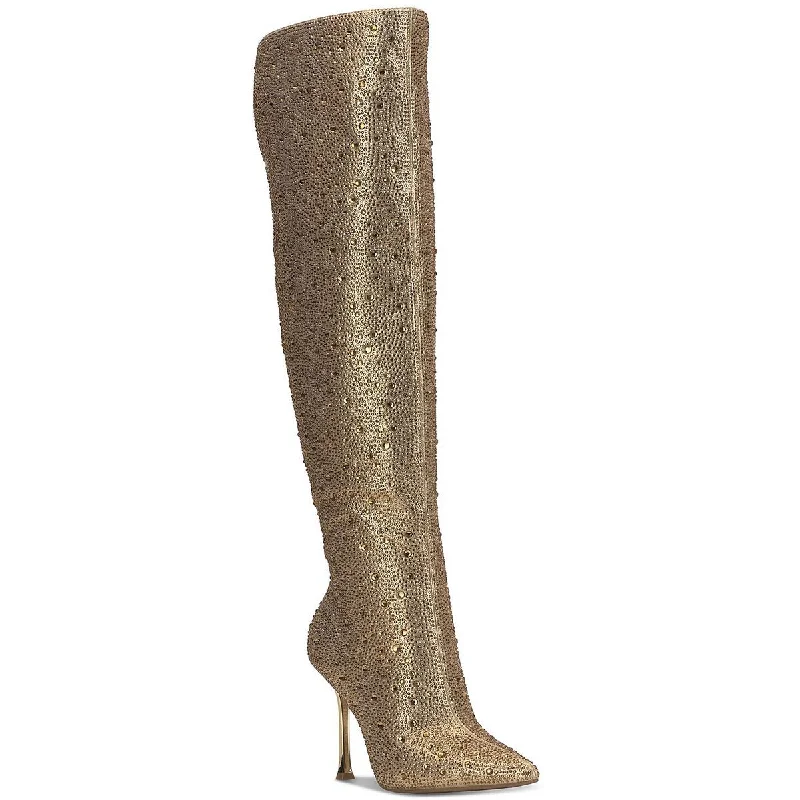 Luxury Fashion INC Womens Saveria 5 Rhinestone Tall Over-The-Knee Boots