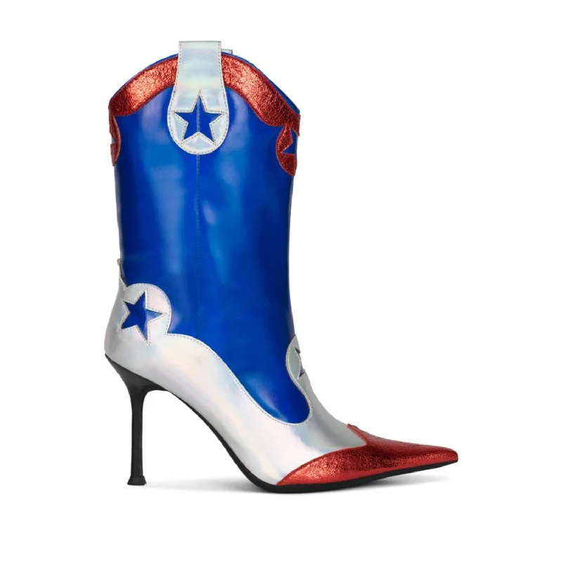 Early Bird Offer Jeffrey Campbell  Women's Ace_High Red Blue Combo Pu M
