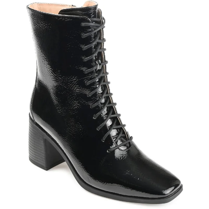 Trendy Pulse Journee Collection Womens Covva Patent Embossed Combat & Lace-up Boots