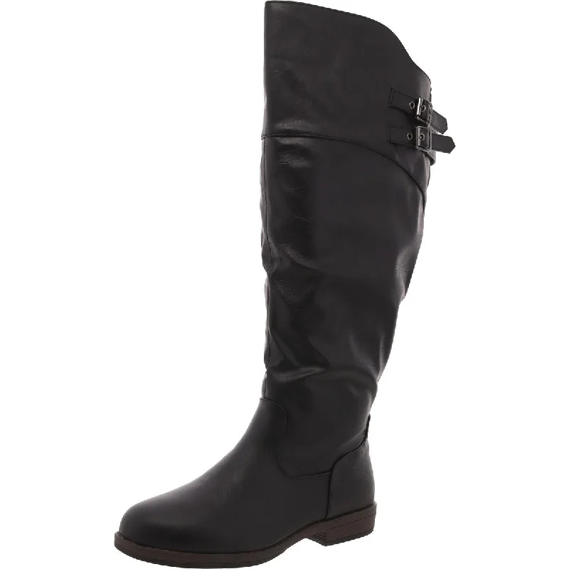 Modern Casual Shoes Journee Collection Womens Faux Leather Laceless Knee-High Boots