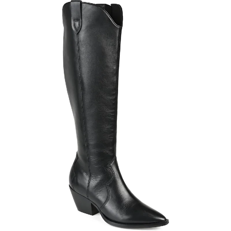 Chic And Trendy Journee Collection Womens Leather Block Heel Knee-High Boots