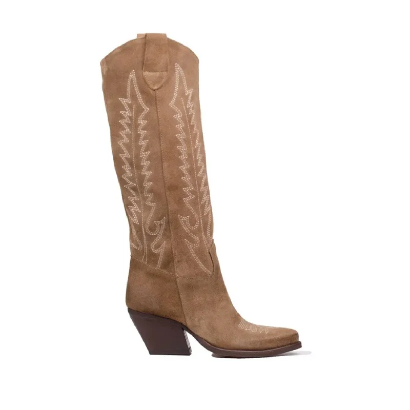 Comfortable Walking Shoes Kali Shoes Women's Dallas Texan Boot in Taupe Suede