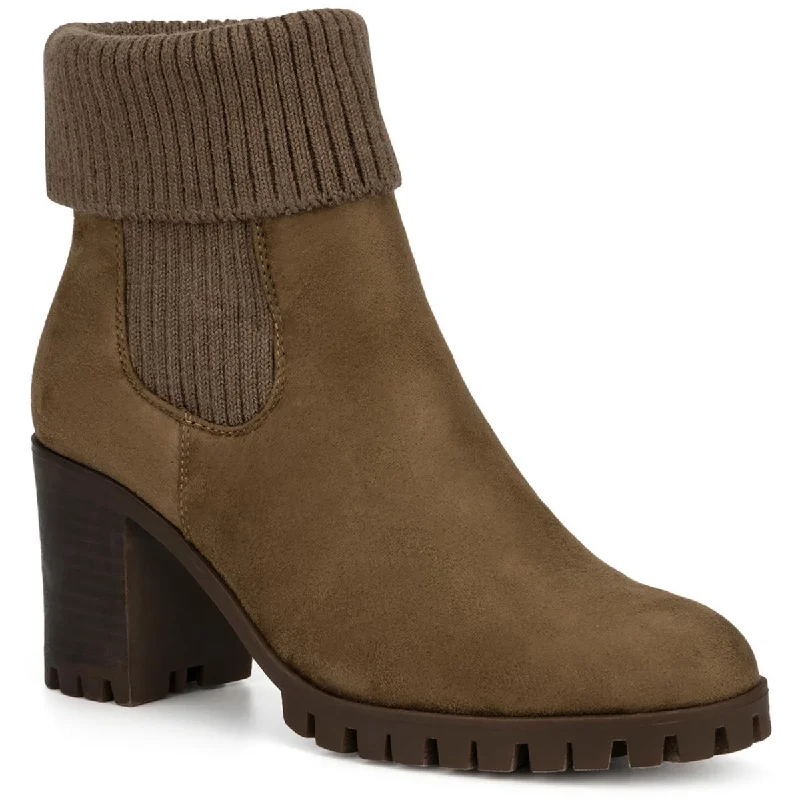 Chic Breathable Shoes New York & Company Womens PRESLEY BOOTIE Faux Leather Lugged Sole Booties