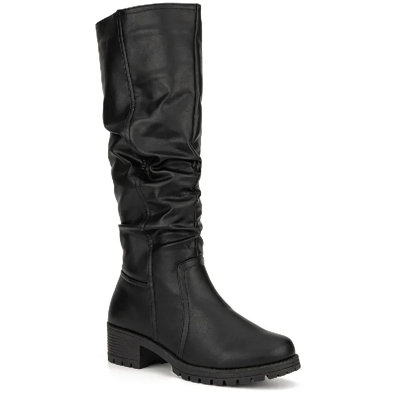 Limited Time Offer Olivia Miller Womens AMBER Faux Leather Zipper Knee-High Boots