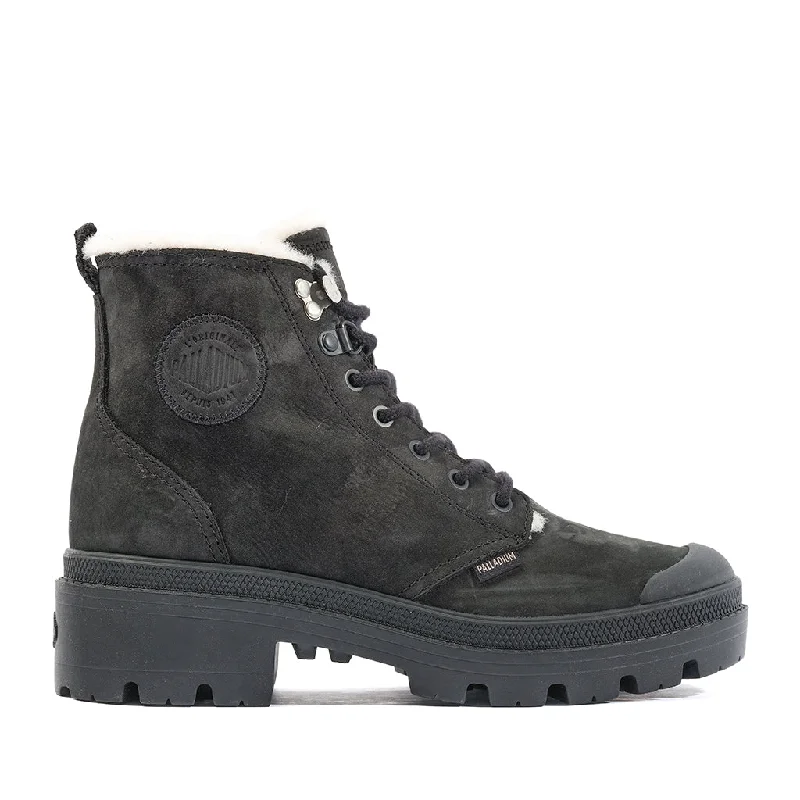 Discover Promotions Palladium Women's Pallabase Nubuck Zip WL in Black