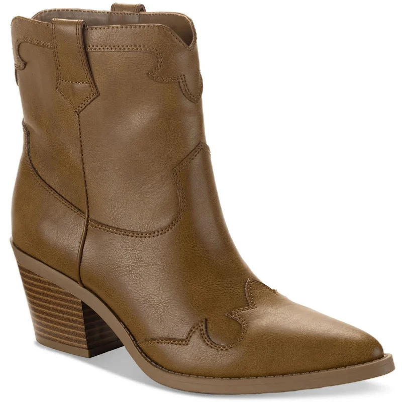 Trend Leading Collection Sun + Stone Womens Brennaa Faux Leather Pointed Toe Cowboy, Western Boots
